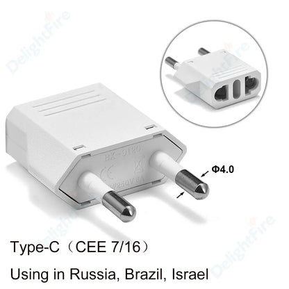 US-Elektrostecker-Adapter, europäisch, EU auf US, Amerika, China, CN, Kanada, CA, Reiseadapter, 2-poliger Stecker, Typ A, Konverter, Netzteil