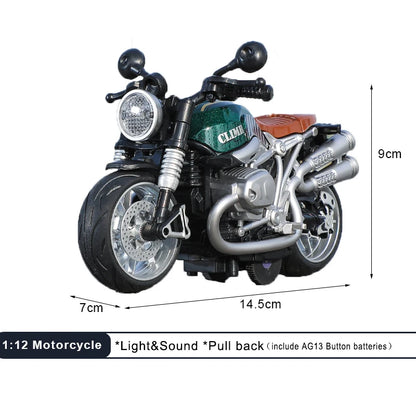 1:12 Sound Light Motorcycle Alloy+Plastic Moto Car Model Diecast Play Vehicles Decoration Collection Boy Toys For Children Gift