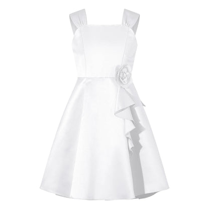Mädchen Sommer ärmelloses Prinzessinnenkleid Elegantes Satin Hochzeit Brautjungfer Partykleid Große Schleife A-Linie Tutu für Geburtstagsabend