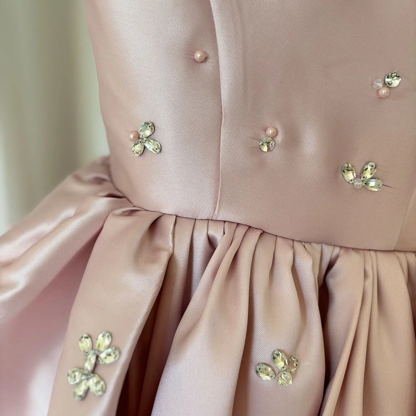 Luxus-Kleider für Kinder, rosa Satin-Prinzessinnenkleid für Mädchen, Klavieraufführung, formeller Abschlussball, Party, Geburtstag, Hochzeit, geschwollenes Kleid.