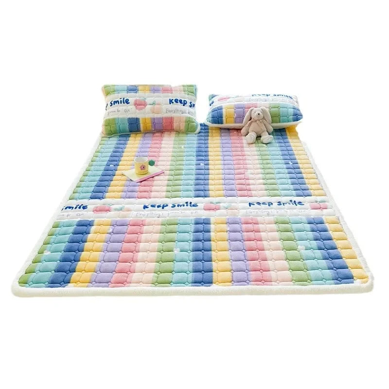 Winter Soft Thick Flannel Mattress Toppers Dormitory Single Double Bedspread Warm Bed Sheets Mattress Cover Fold Tatami Thin Mat.