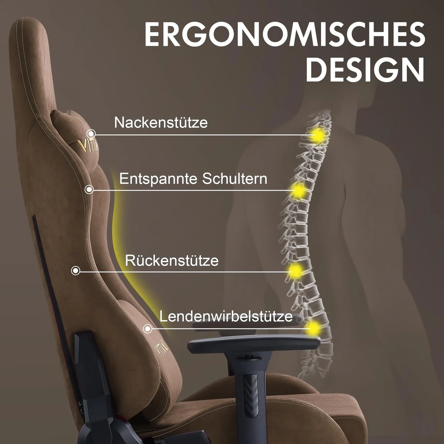 KITINJOY Gaming-Stuhl für Erwachsene mit Fußstütze, Lordosenstütze, Stoff, Computer-Bürostuhl, hohe Rückenlehne, ergonomischer Gamer-Stuhl