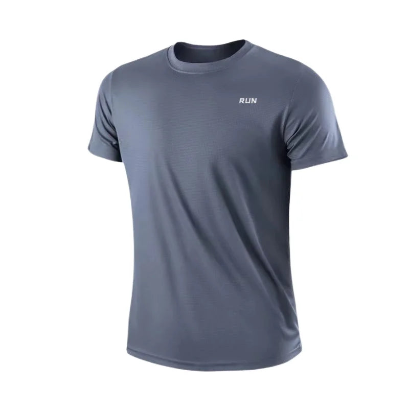 Summer Ice Silk Short Sleeve T-Shirt Men New Quick Dry Breathable Air Conditioning Outdoor Sun Protection Running Outer Wear