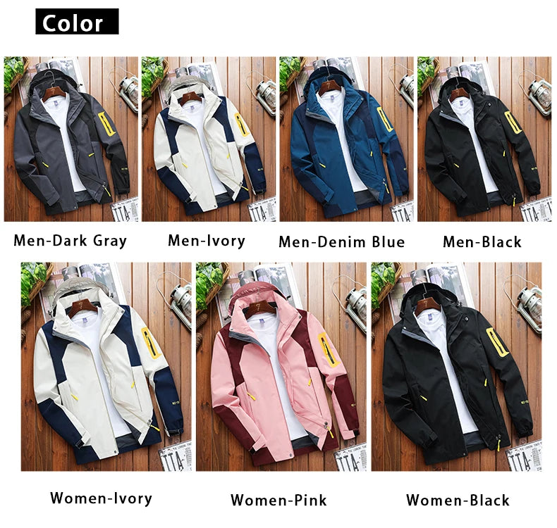 CHRLCK Men's Waterproof Hiking Jacket Women Windproof Windbreaker Breathable Camping Hunting Running Trekking Fishing Coats.