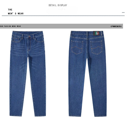 Tall Men Denim Pants Fleece Thick Warm Winter Stretch Jean Male Extra Long Length Leg Trouser 115cm 190cm Black Skinny Thin Slim