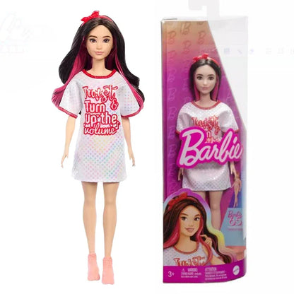 Original Barbie Fashionistas Dolls Multiple Body Shapes Skin Tones 1/6 Dress Up Accessories Kids Toys for Girls Trends Clothes.