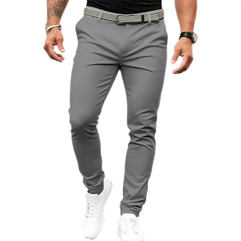 Männer Einfarbig Anzug Lange Hosen Mid-rise Schräg Taschen Zipper Fly Slim Fit Business Büro Hosen Feine Nähen hosen Arbeitskleidung.
