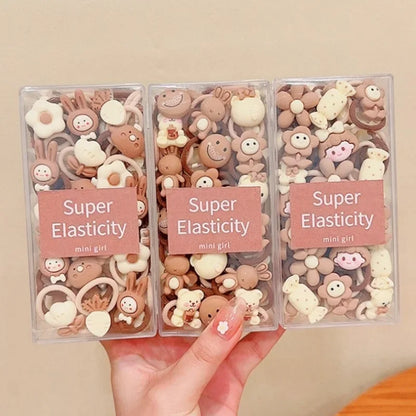 Coffee Color Children's Cute Cartoon Hair Rope Baby Thumb Loop Does Not Hurt Rubber Band Headwear Baby Tie Head  Small Pull.