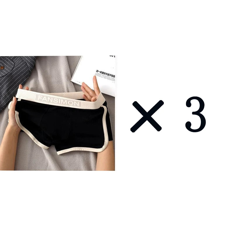 3 Pcs/Lot Men's Sexy Striped Panties Boxer Shorts Underwear Male Boxers Homme U Convex Shorts Lingerie Underpants.