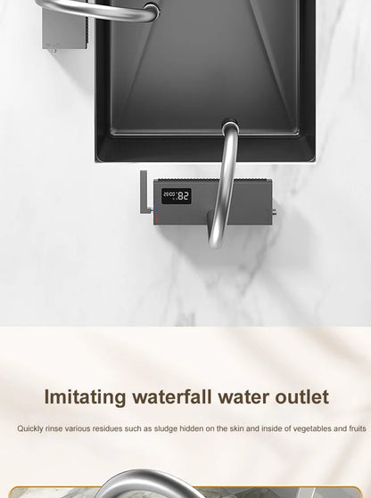 Black Stainless Steel Kitchen Sink Waterfall Sink dishwashing Basin Large Single Sink Household Sink Under The Counter Sink