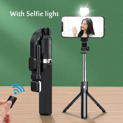 Portable Bluetooth Selfie Stick Retractable Multifunctional 103CM Phone HoldeTripod With Selfie light Wireless Remote Shutter.