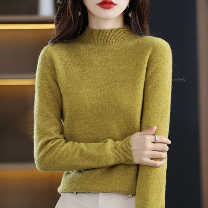 2025 Women's Casual Knit Tops Half-neck Pullover In Autumn And Winter New Cashmere Sweater Women's Coat 19 Colors