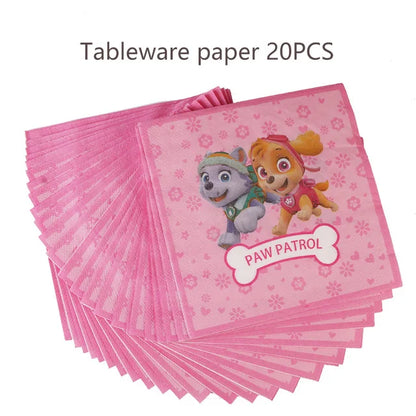 Paw Patrol Rosa Geburtstag Skye Thema Party Dekorationen Geschirr Set Pappteller Tassen Servietten Für Kind Party Liefert Spielzeug Geschenke