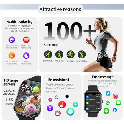 New 1.95" Smart Watch women Voice Call Heart rate Blood Pressure Custom Watches dial GPS Sport trajectory Smartwatch Men Women.