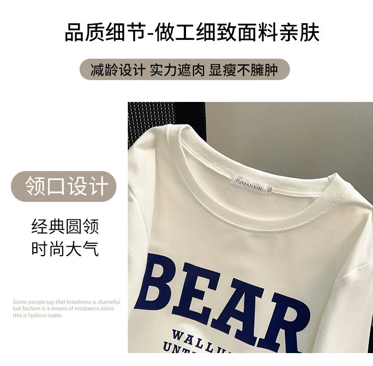 175kg plus size Damen büste Frühling Herbst loses Sweatshirt bedrucktes Buchstaben oberteil schwarz weiß 6xl 7xl 8xl 9xl 10xl 11xl.