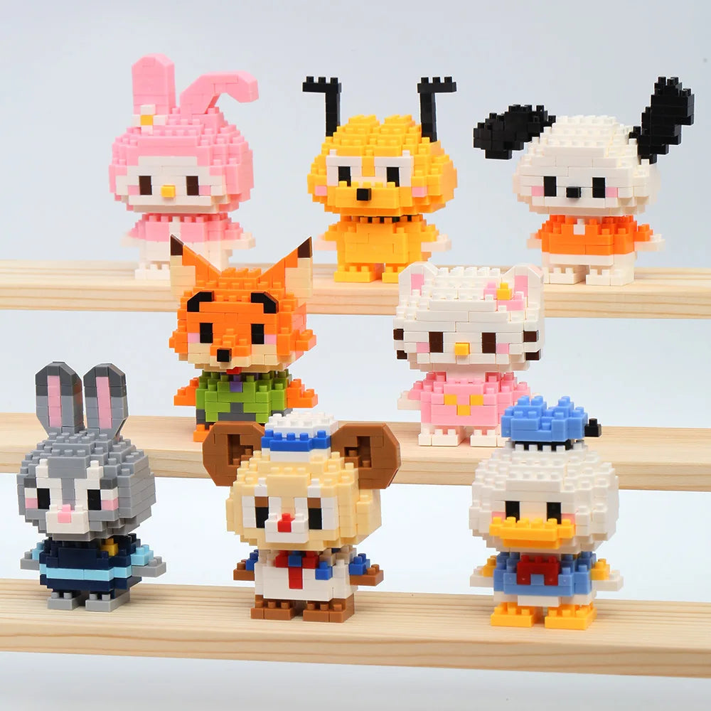 Stitch Disney Princess Elsa LinaBell Building Blocks Mickey Mouse Duck Mini Action Figures Blocks Assemble Toys Brick Kids Gifts.