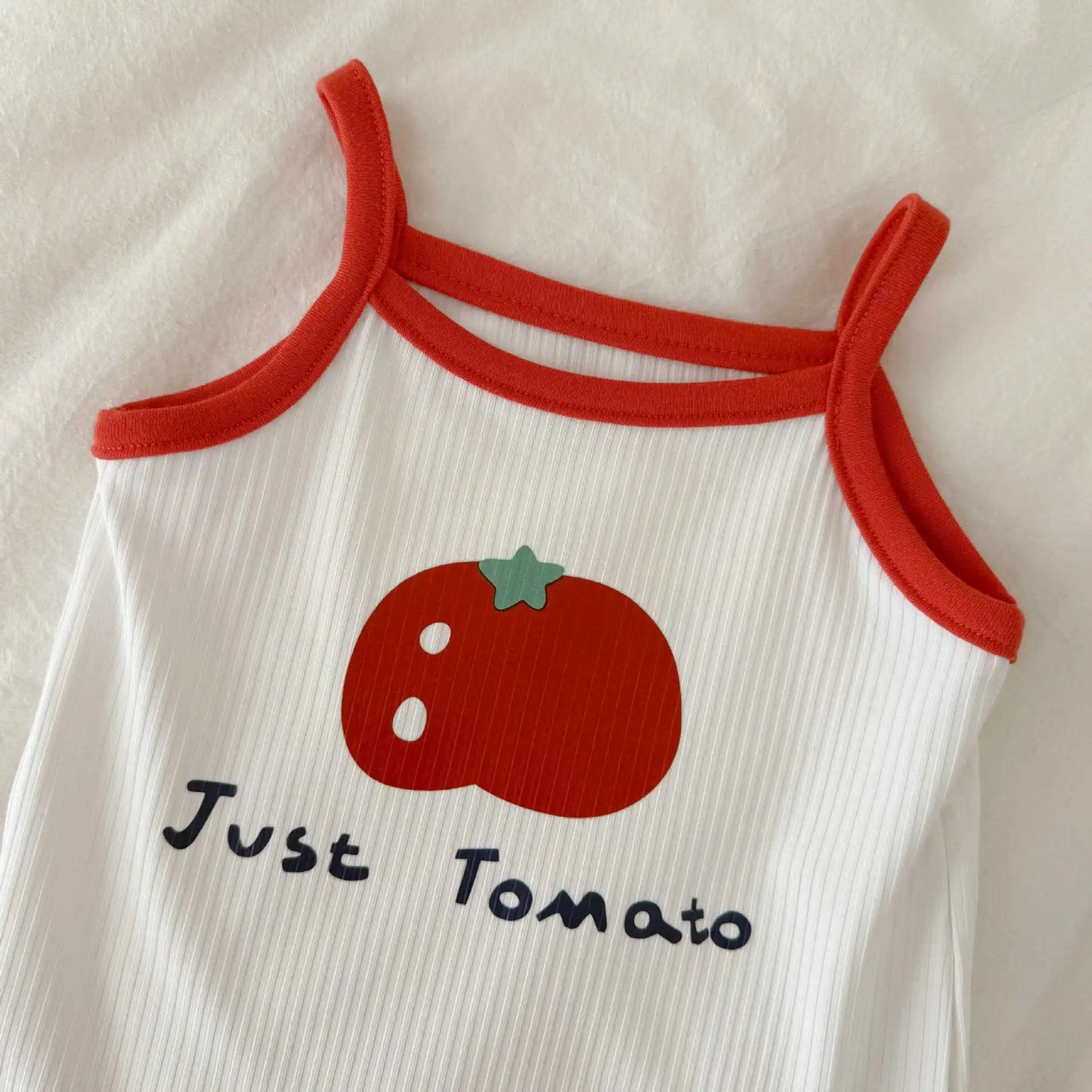 Baby Kleidung Sommer Baby Junge Mädchen Bodysuit Nette Tomaten Druck Ärmellose Infant Sling Onesie + Hut 2Pcs Neugeborenen Fotografie outfit.