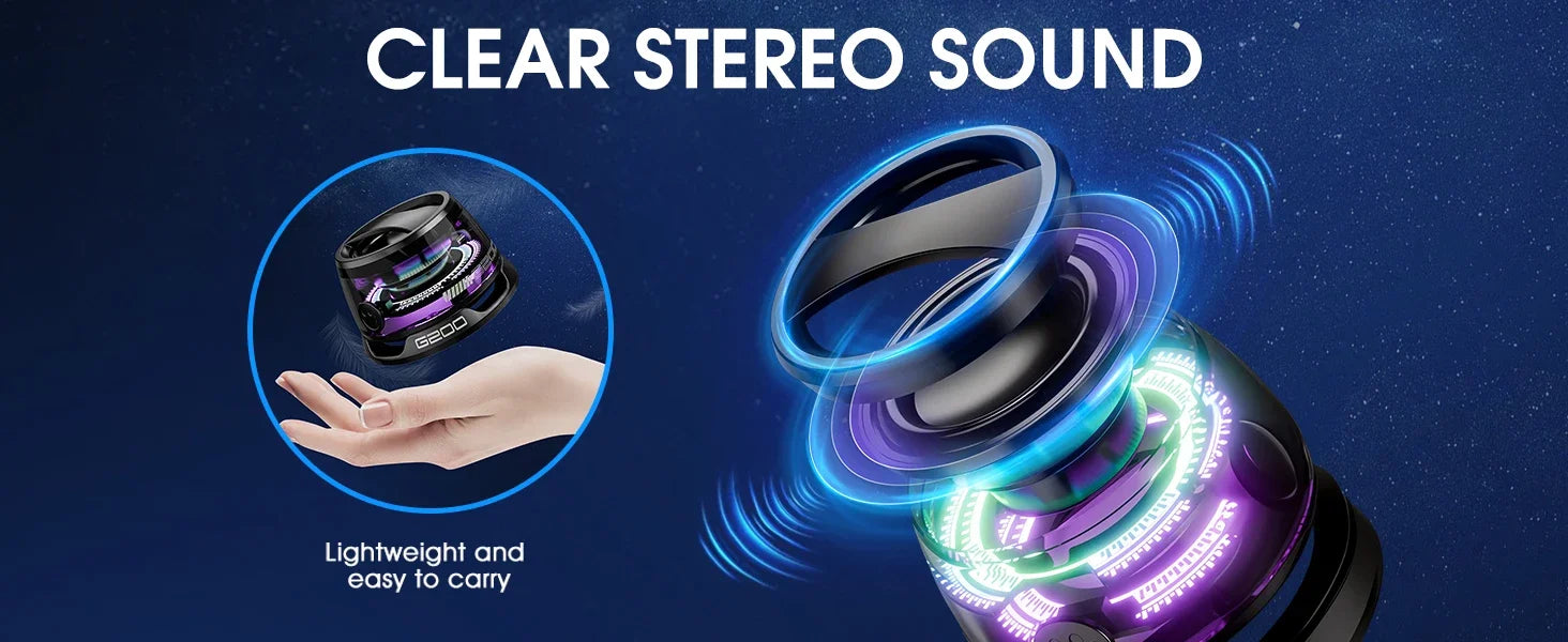 Outdoor Magnetic Bluetooth Speaker Wireless Portable Mini Travel Stereo Speaker with RGB Color Light and Phone Holder for Ios.