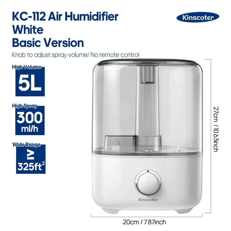 KINSCOTER 3L Air Humidifier Professional Large Capacity Home Humidifier Plant Mist Aroma Diffuser with Remote Control Timer.