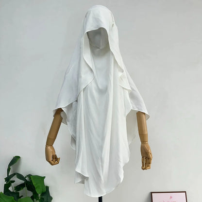 2025 Summer Muslim Women's Hijabs Traditional Soft Plain Scarf Khimar One Layer Stretch Soft Split Traditional Zip Chador.