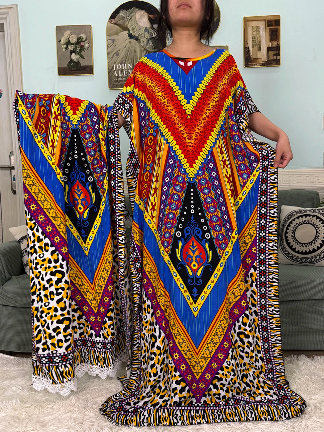 Muslim 2025 New Fashion Sets Abayas For Women Cotton Printed Loose Fit Femme Robe Afircan Islam Dress With 160x80cm Shawl Scarf.