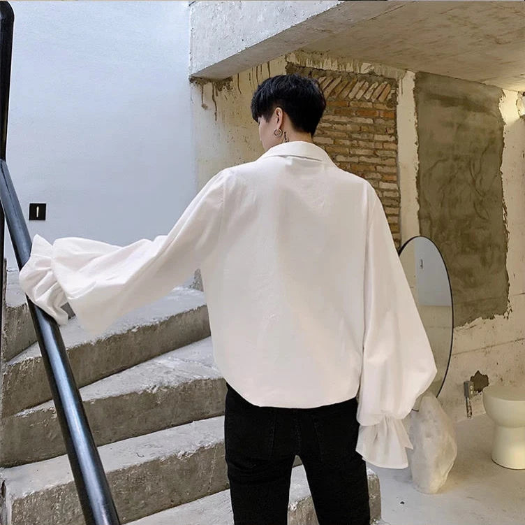 Pirate Shirt for Men Vintage Gothic Renaissance Style Frilled Lace-Up Medieval Buccaneer Blouse Top for All Seasons