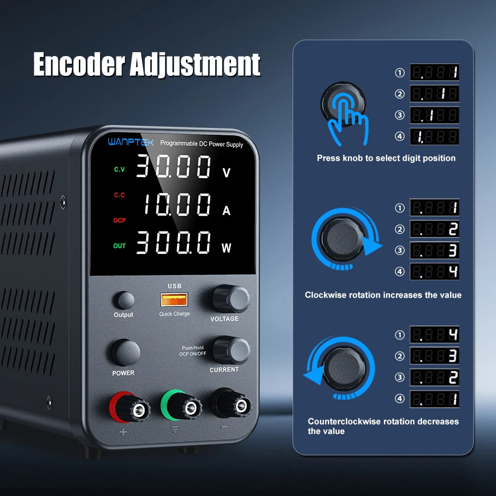 Wanptek Laboratory Power Supply 30V 5A / 30V 10A With OCP Short-Circuit Protection AC 220V/110V Auto Switching Preset Current.