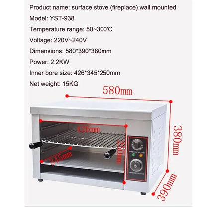 Household 220v Electric Heating Surface Stove Commercial Hanging Drying Oven With Timer Electric Oven New Multi-function Grille.