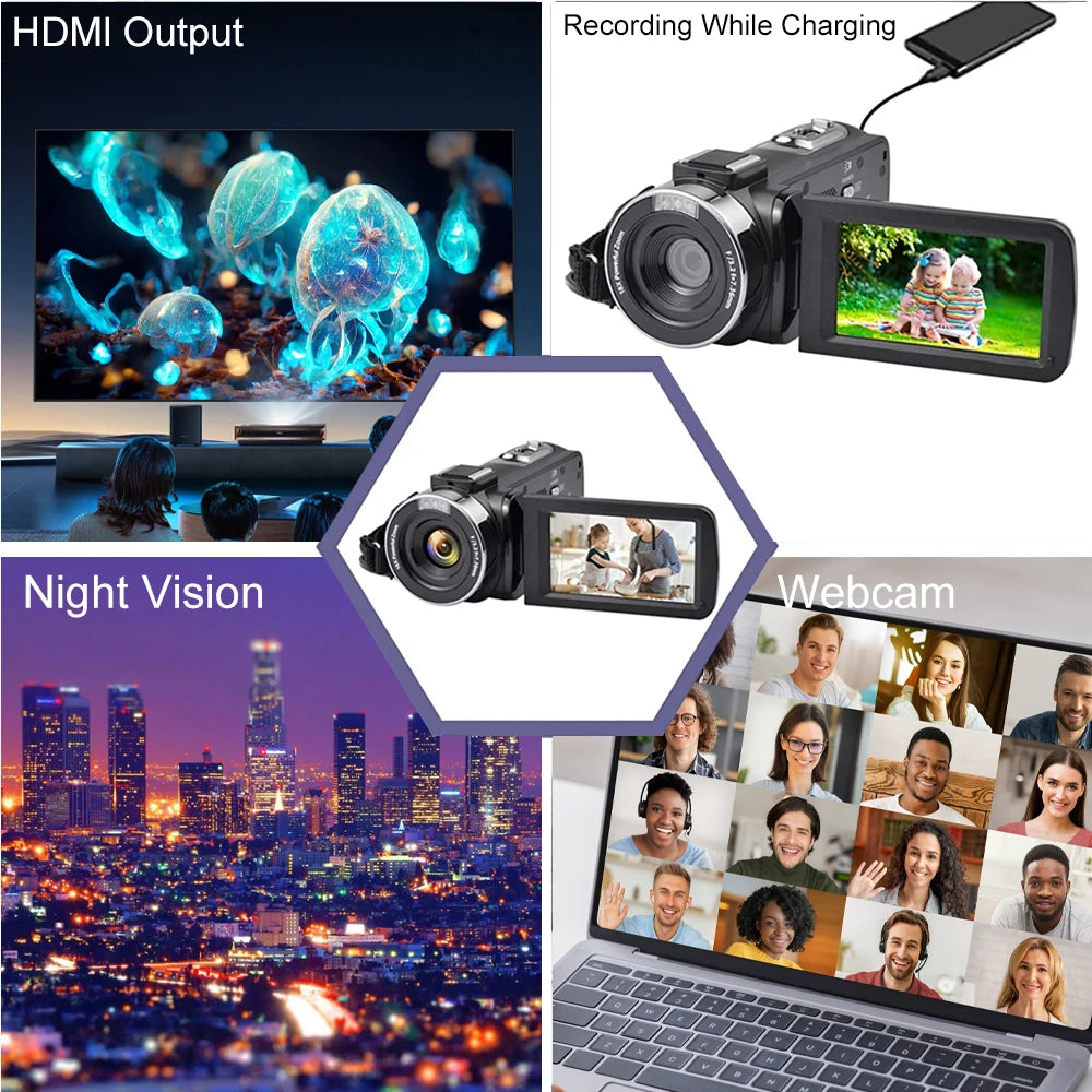 8K Digital Photography Camera 48MP Handheld DV 18X igital Zoom Camera Recorder 3'' LCD Touch Screen Portable Recording Camcorder.