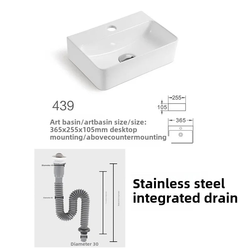 Kompaktes, an der Wand montiertes Keramikwaschbecken – kleines quadratisches Waschbecken, platzsparendes Design für Badezimmer, Balkon oder Waschtisch