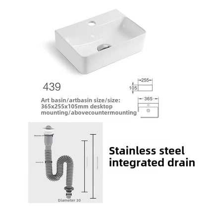 Kompaktes, an der Wand montiertes Keramikwaschbecken – kleines quadratisches Waschbecken, platzsparendes Design für Badezimmer, Balkon oder Waschtisch