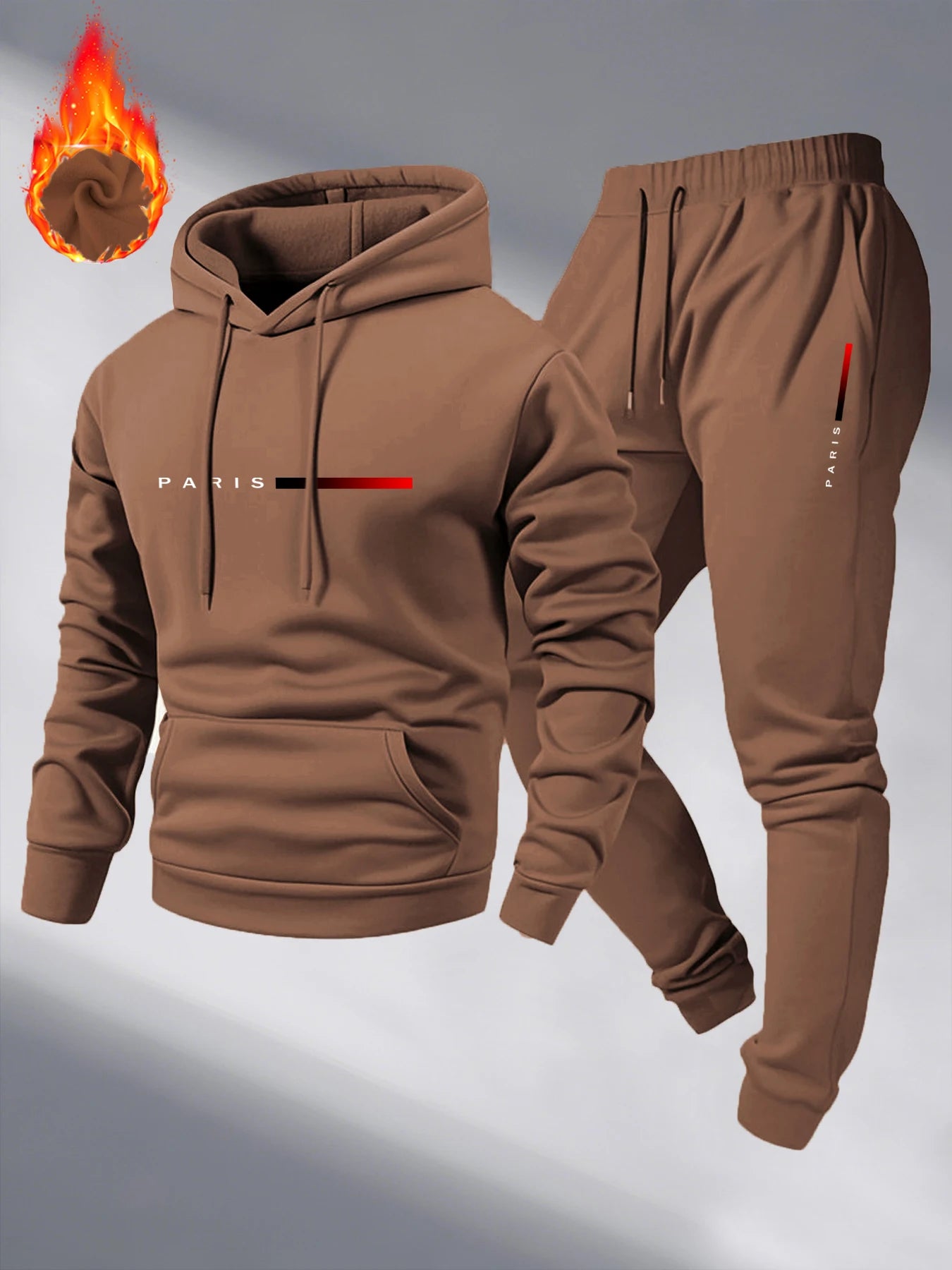 Paris Print Fashion Men's Hooded Tracksuit 2pcs Set High Quality Male Daily Casual Sports Jogging Home Outdoor Hoodie Outftis.
