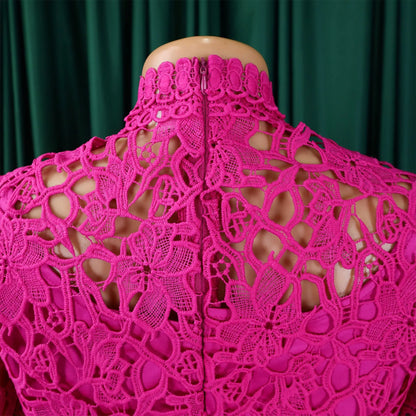 Elegant Jumpsuits & Rompers for Women O Neck Lace Patchwork Short Sleeve Sashes High Waisted Luxury Birthday Party Dinner Outfit.