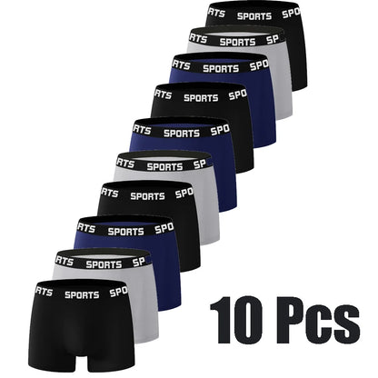 10 Teile/paket Männer SPORT Boxer Shorts Unterwäsche Komfort Trend Höschen Mann Einfache Atmungsaktive Unterhose Sexy Männliche Intime Höschen