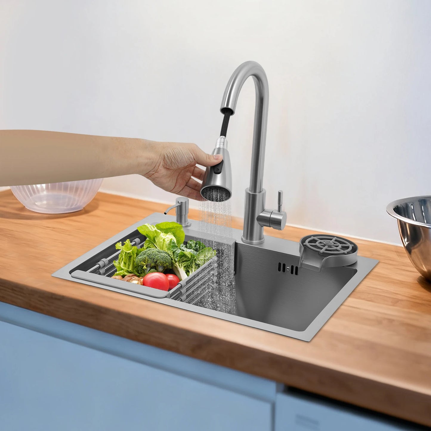 Stainless Steel Multifunctional Sink With Faucet Kitchen Sink Under Table Sink Large Sink