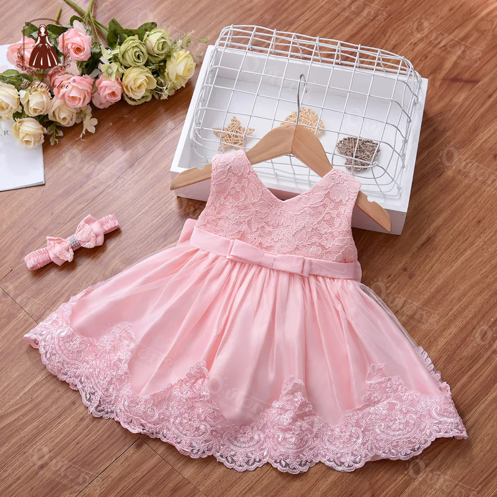 Kinder Elegante Kleider Für Mädchen Baby 1. Geburtstag Party Kleid Mädchen Prinzessin Rock Kinder Spitze Vestidos 0-24Months.