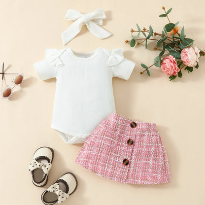 Prowow Günstige Preis Kleidung Baby Mädchen Outfits Set Niedlichen Elefanten Body und Hosenträger Kleid 3 stücke Neugeborene Geburt Set Kleidung.
