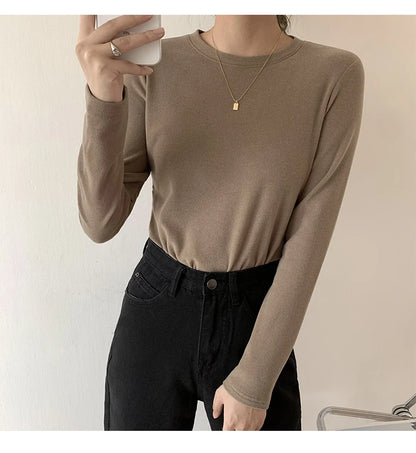 Winter Frauen Pullover T Shirt Frauen Oversize T-Shirt Frau Kleidung Weibliche T Tops Pullover Langarm Rohr Gestrickte T-shirt Top