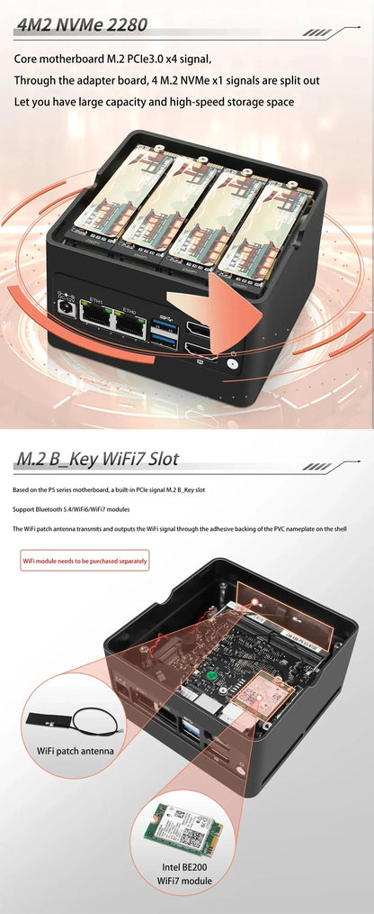 Mini PC Ιntel 12th Alder Lake-i3-N305 N100 Computer Windows 11 Pro Linux Ubuntu Dual LAN Home/Office Development NAS Computer.