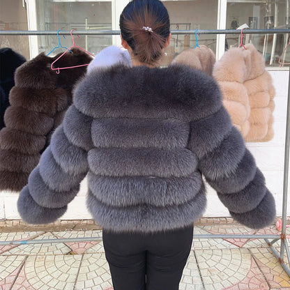 QUEENTINA Fuchspelzmantel Echt Winter Damen Neue Mode Flauschig 2025 Leder und Haut Weiße Kleidung Natürlich Neu in Mäntel und Jacken.