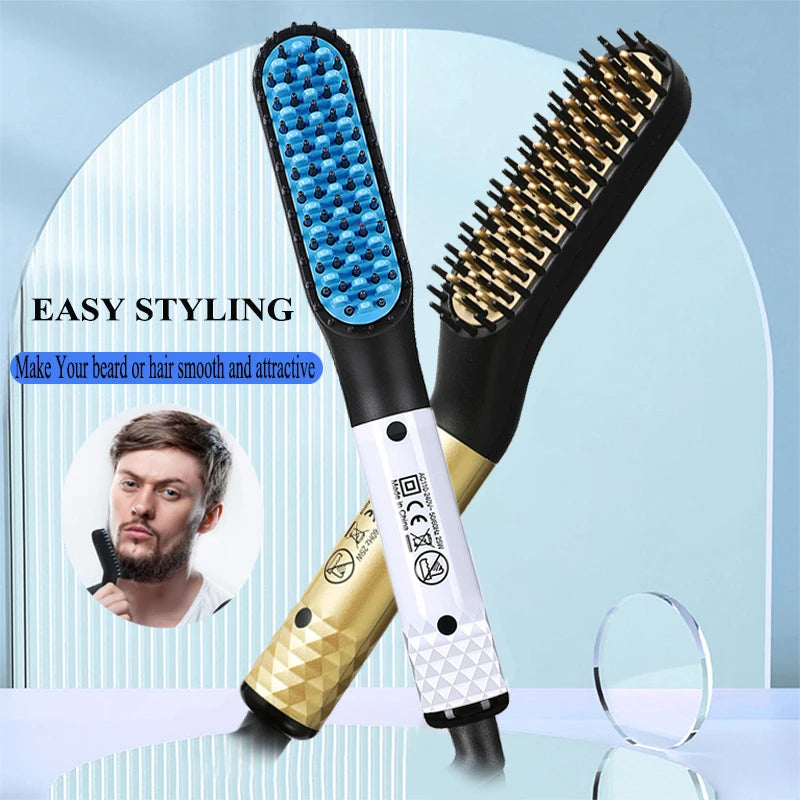 Portable Heated Hair Straighteners Mini Beard Straightener Comb Electric Flat Iron For Men Long And Short Hair Straightener.