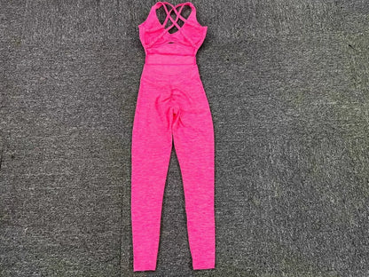Seamless Yoga Jumpsuits Sports Fitness Peach Hip Raise Cross Beauty Back Dance Belly Contracting One-piece Tracksuits for Women