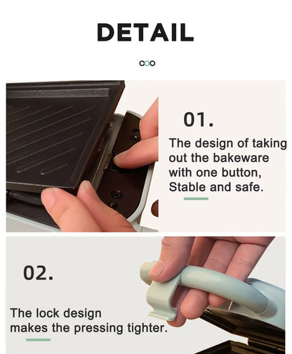 Mini Sandwich Machine Breakfast Maker Multi Cookers Toasters Electric Ovens Hot Plates Bread Pancake Waffle Donuts.