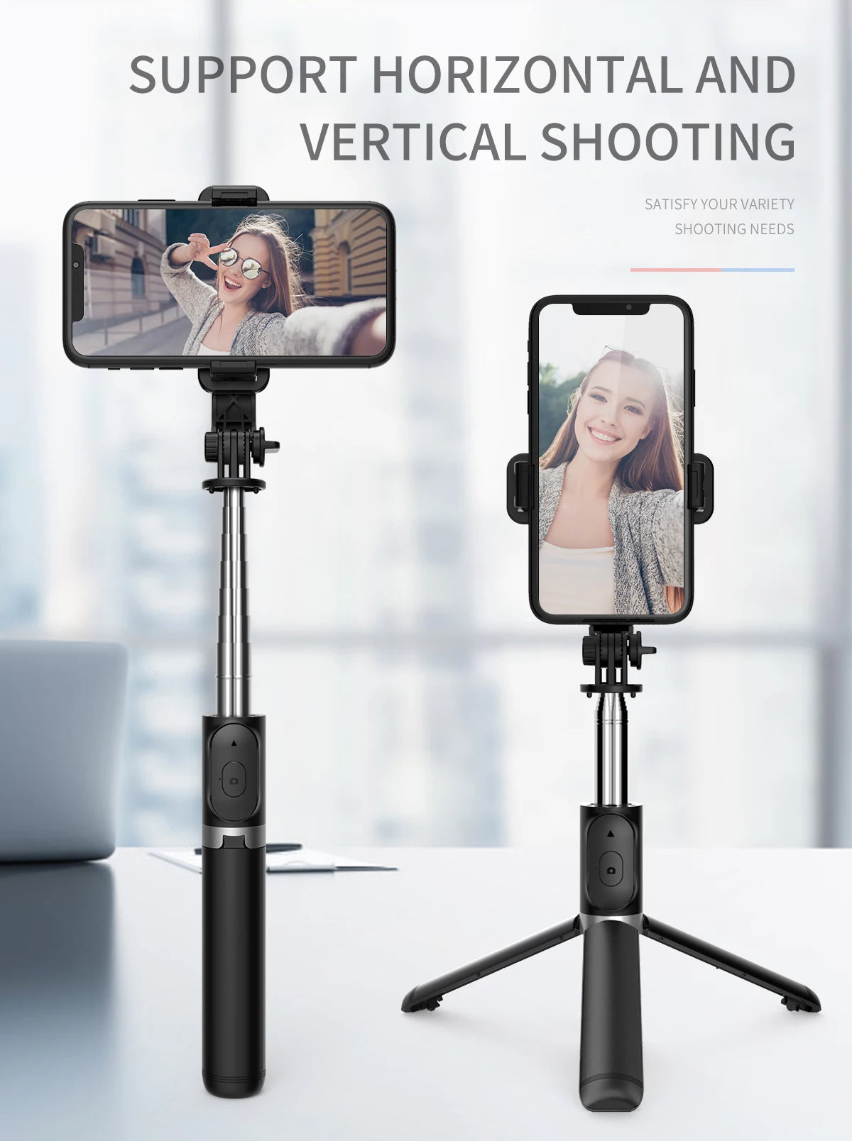 Q02 Foldable Tripod Selfie Stick Wireless Bluetooth Live Stand Holder Stabilizer for Huawei Xiaomi iPhone Cell Phone.