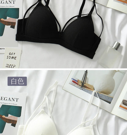 Sexy Women Bra Wire Free Brassiere Push Up Lingerie French Triangle Cup Bra Underwear Thread Top Female Intimates Bralette