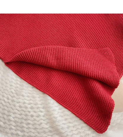 2025 Korea Herbst Winter Frauen Mode Unregelmäßigen Lose Stricken Pullover Vintage High Neck Langarm Weibliche Pullover Chic Tops.