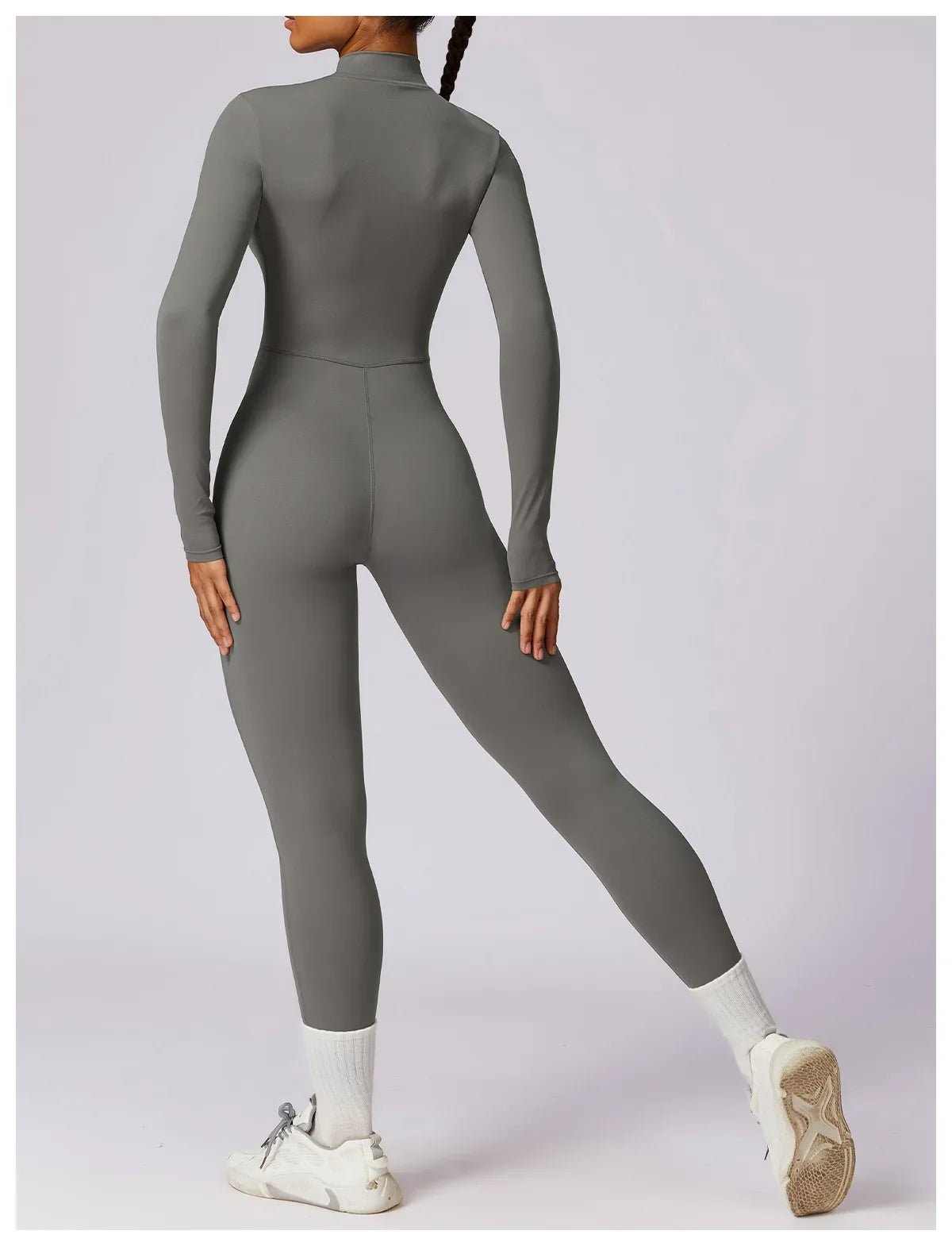 Zipper Sensation Long Sleeve Yoga Suit High Intensity Fitness Sports Bodysuit Tight Fit Clothing 8306 One Piece Suit.