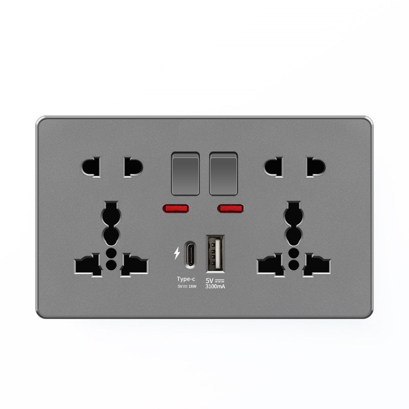 18 W Typ-C-Stecker, Schnellladung, UK 13 A USB-Wandsteckdose, Steckdose mit 3,1 A USB C, universelles Dual-5-Pin-Steckdosenpanel.
