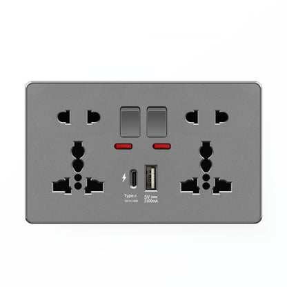 18 W Typ-C-Stecker, Schnellladung, UK 13 A USB-Wandsteckdose, Steckdose mit 3,1 A USB C, universelles Dual-5-Pin-Steckdosenpanel.