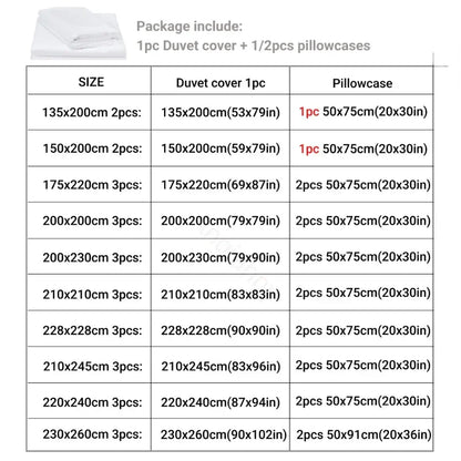 3pcs Couple Duvet Cover with Pillow Case Nordic Comforter Bedding Set Quilt Cover Queen/King Double or Single Bed.